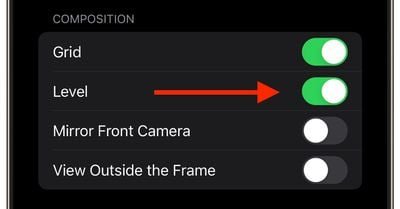 level camera tool setting