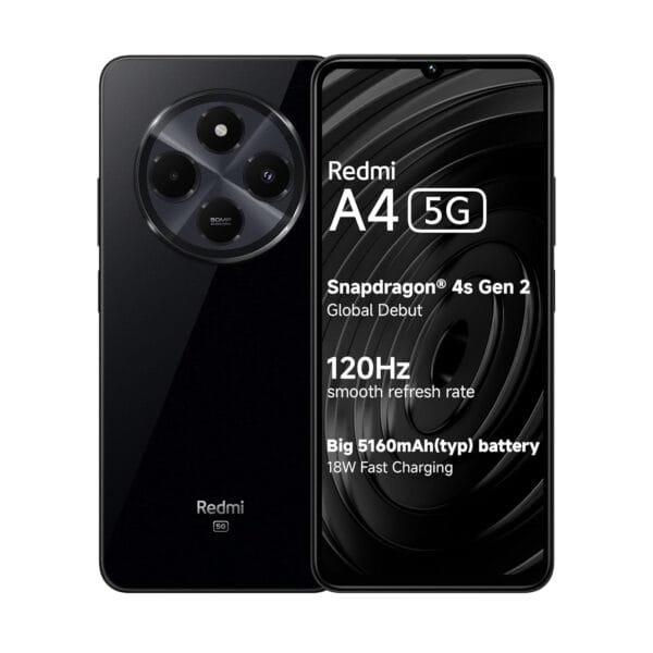 Redmi A4 5G (Starry Black, 4GB RAM, 128GB Storage) | Global Debut SD 4s Gen 2 | Segment Largest 6.88in 120Hz | 50MP Dual Camera | 18W Fast Charging