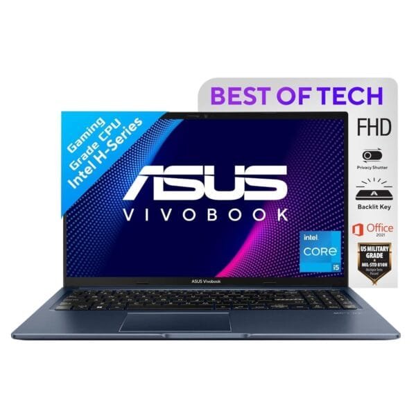 ASUS Vivobook 15, Intel Core i5-12500H 12th Gen,Thin and Light Laptop,15.6" (39.62 cm) FHD, (8GB RAM/512GB/Windows11/Office 2021/Blue/1.7 kg), X1502ZA-EJ523WS