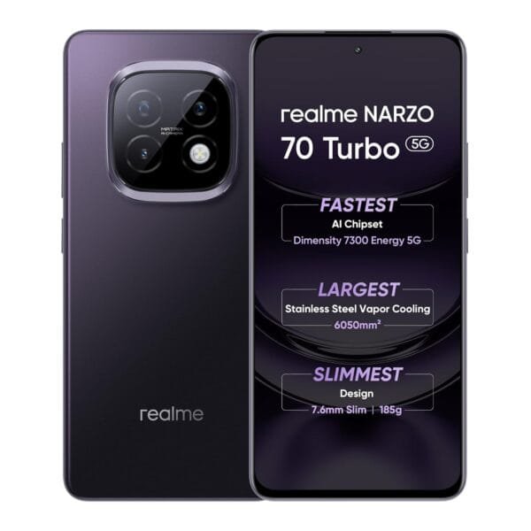 realme NARZO 70 Turbo 5G (Turbo Purple,8GB RAM,128GB Storage) | Segment's Fastest Dimensity 7300 Energy 5G Chipset | Motorsports Inspired Design