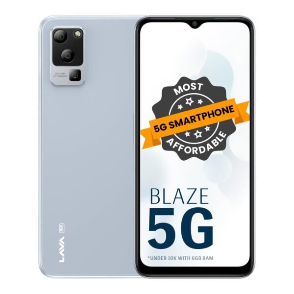 Lava Blaze 5G (Glass Blue, 6GB RAM, UFS 2.2 128GB Storage)| Segment's Most Affordable 5G Smartphone| Ultrafast Mediatek D700 | 50MP AI Triple Camera | 5000 mAh | 6.5" HD+ 90 Hz Display | Clean UI