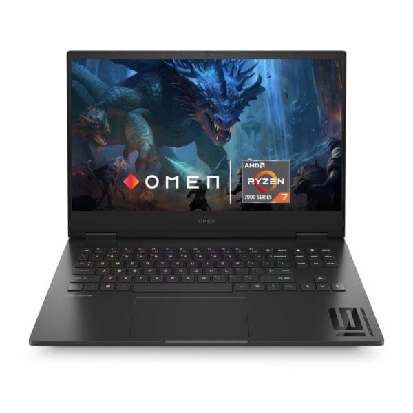 HP [Smart Choice Omen Gaming Laptop, AMD Ryzen 7 7840Hs, 8GB RTX 4060 GPU, 16.1"(40.9 Cm), FHD, IPS, 165 Hz, 300 Nits, 16GB DDR5, 1Tb SSD, RGB Kb, 7Ms Response Time (Win 11, Black, 2.32 Kg),Xd0020Ax