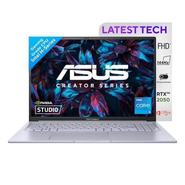 ASUS Vivobook 16X, 16" FHD+, 144Hz 300nits, Intel Core i5-12500H 2.5 GHz, Creator/Gaming Laptop (16GB RAM/512GB SSD/RTX 2050/win 11/Office Home/50WHr Battery/Cool Silver/1.80 kg), K3605ZF-RP258WS