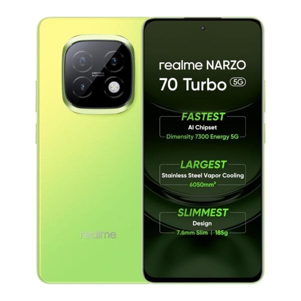 realme NARZO 70 Turbo 5G (Turbo Green,12GB RAM, 256GB Storage) | Dimensity 7300 Energy 5G Chipset is Fastest chipset in This Segment | Motorsports Inspired Design