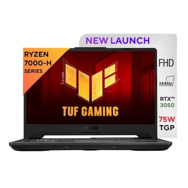 ASUS TUF Gaming A15, AMD Ryzen 7 7435HS, 15.6" FHD 144Hz 250 nits, Gaming Laptop (16GB RAM/512GB SSD/NVIDIA GeForce RTX 3050/Win11/Battery/Black/2.30Kg) with MS Office,FA506NCR-HN075WS