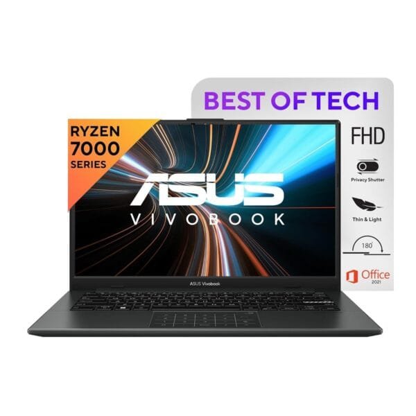 ASUS Vivobook Go 14, AMD Ryzen 3 7320U, Thin and Light Laptop, 14" (35.56 cm) FHD, (8 GB RAM/512GB SSD/Windows 11/Office 2021/42WHr /Black/1.38 kg), E1404FA-NK325WS