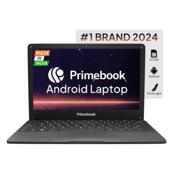 Primebook 4G, 2024(New, WiFi+4G) Android Based MediaTek MT8788 - (PrimeOS) 4G SIM Slot, Thin and Light Laptop (11.6 Inch, 1.065 Kg, Type C, USB, HDMI, MicroSD) (4GB/64GB eMMC Storage, Black)