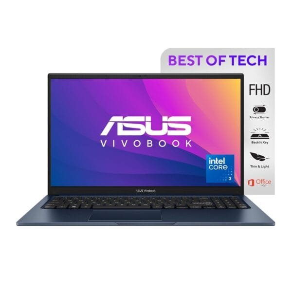 ASUS Vivobook 15 (2024), Thin & Light Laptop,15.6" (39.62cm) FHD, Intel Core 3 Processor 100U, (8GB RAM /512GB SSD/Windows 11/Office 2021/Quiet Blue/1.7 Kg), X1504VAP-NJ322WS