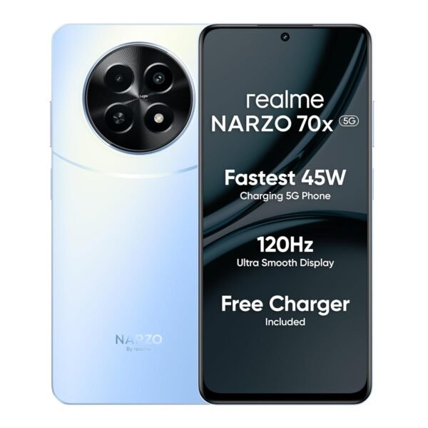 realme NARZO 70x 5G (Ice Blue, 6GB RAM,128GB Storage)|120Hz Ultra Smooth Display|Dimensity 6100+ 6nm 5G|50MP AI Camera|45W Charger in The Box