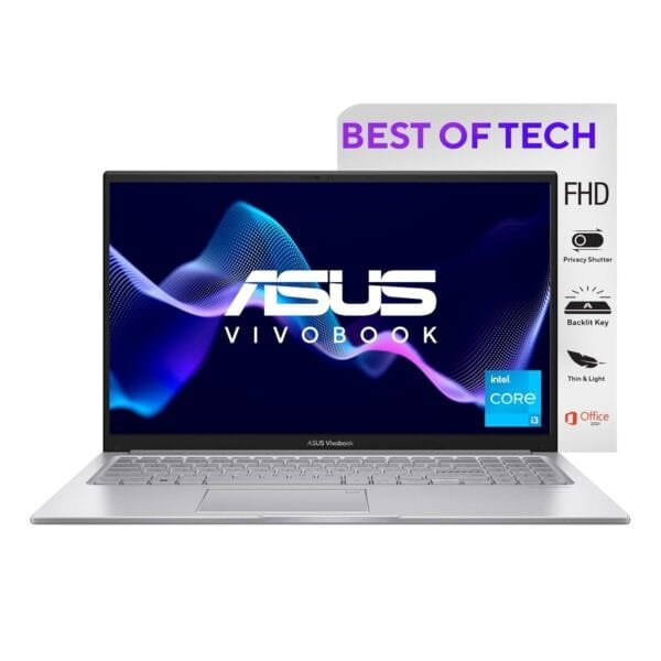 ASUS Vivobook 15, Intel Core i3-1315U 13th Gen, 15.6" (39.62 cms) FHD, Thin and Light Laptop (8GB/512GB SSD/Win11/MS Office/Backlit Keyboard/Silver/1.7 kg), X1504VA-NJ320WS