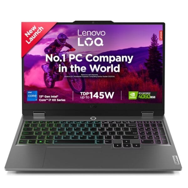 Lenovo LOQ 2024 13th Gen Core i7-13650HX |NVIDIA RTX 4060 8GB (24GB RAM/512GB SSD/15.6 Inches (39.6cm)/144Hz/Windows 11/MS Office 21/1Yr ADP Free/3mon Game Pass/Grey/2.4Kg), 83DV00LXIN Gaming Laptop